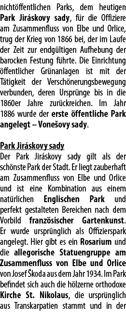 nicht ffentlichen Parks, dem heutigen Park Jir skovy sady, f r die Offiziere am Zusammenfluss von Elbe und Orlice, tr...