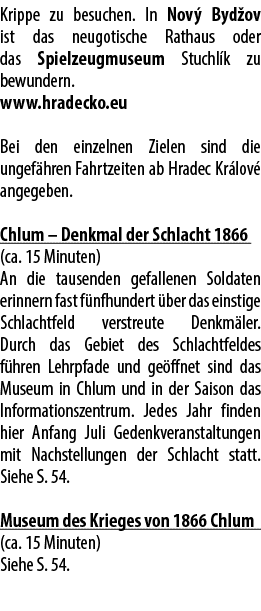 Krippe zu besuchen. In Nov Byd ov ist das neugotische Rathaus oder das Spielzeugmuseum Stuchl k zu bewundern. www.hr...