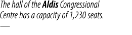 The hall of the Aldis Congressional Centre has a capacity of 1,230 seats. —