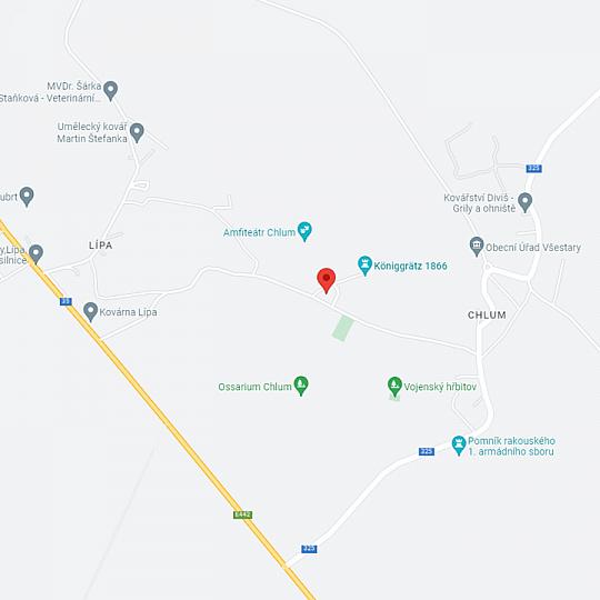Bitva u Hradce Králové, zdroj: Google Maps